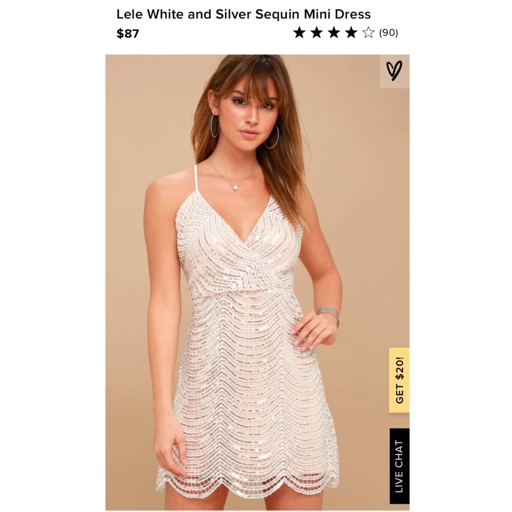 NWT Silver and White Sequin Mini Dress